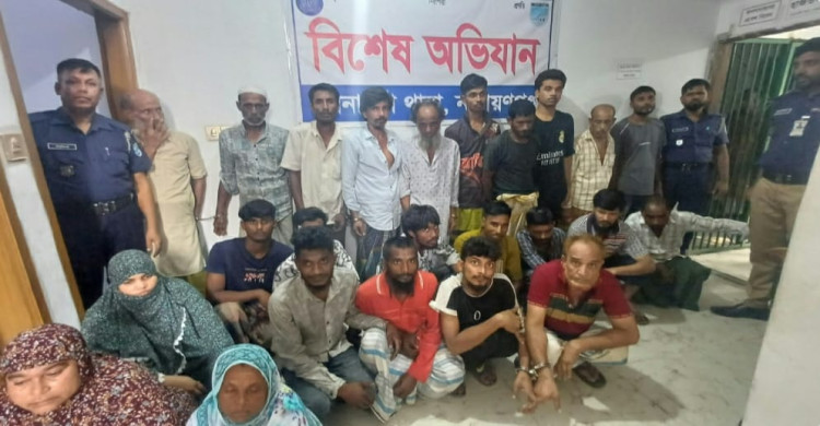 সোনারগাঁও পুলিশের বিশেষ অভিযান: নারী পুরুষসহ ২৭ জন আটক