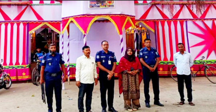 গঙ্গাচড়ার বেতগাড়ীতে পূজামণ্ডপ পরিদর্শনে ইউএনও ও ওসি, নিরাপত্তায় গুরুত্ব