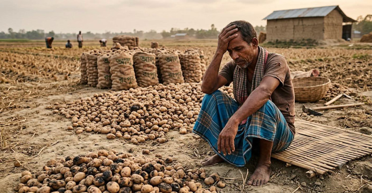 জয়পুরহাটে বাম্পার ফলনেও আলুতে লোকসান
