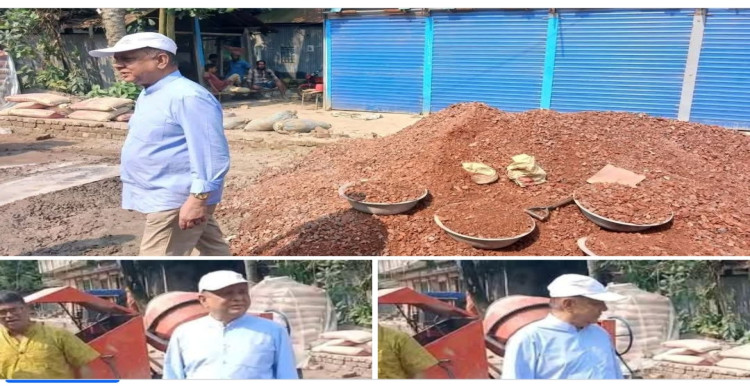 মানিকগঞ্জ-২ আসনের এমপি মঈনুল ইসলাম খান শান্ত  চলমান কাজের মানউন্নয়নে রাস্তা পরিদর্শন