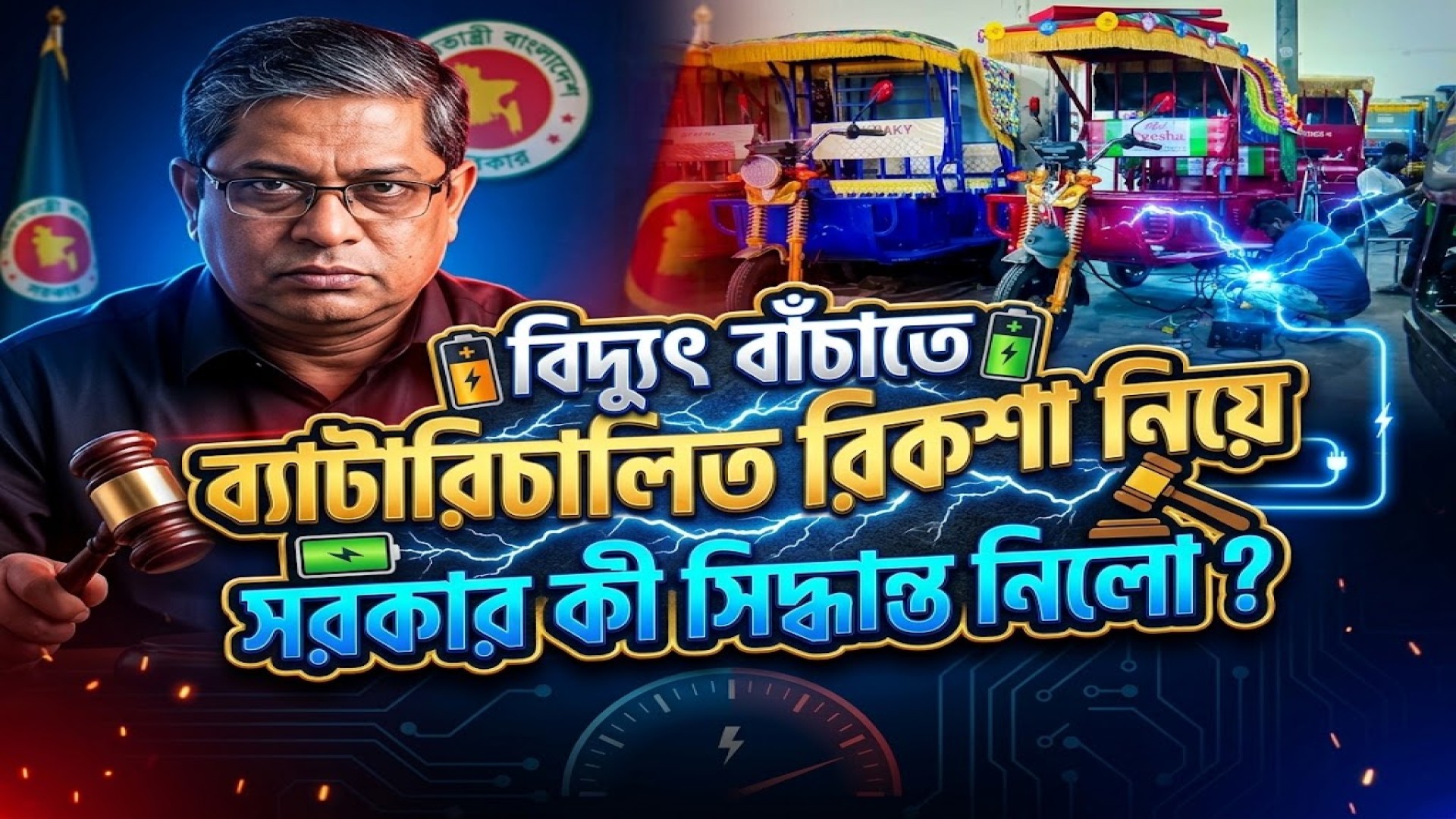 বিদ্যুৎ বাঁচাতে ব্যাটারিচালিত রিকশা নিয়ে সরকার কী  সিদ্ধান্ত নিলো ?