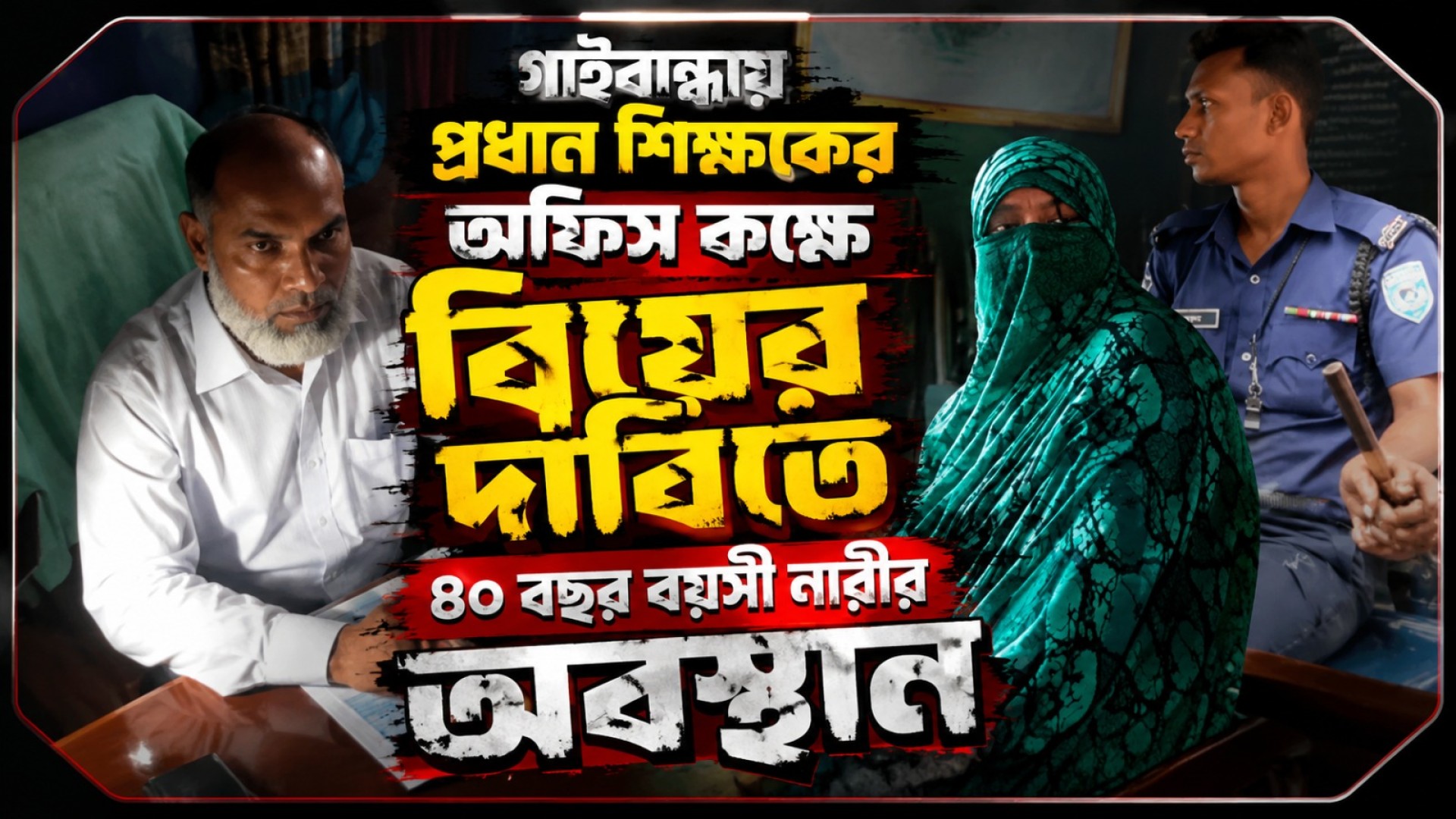 ‎গাইবান্ধায় প্রধান শিক্ষকের অফিস কক্ষে বিয়ের দাবিতে ৪০ বছর বয়সী নারীর অবস্থান ‎