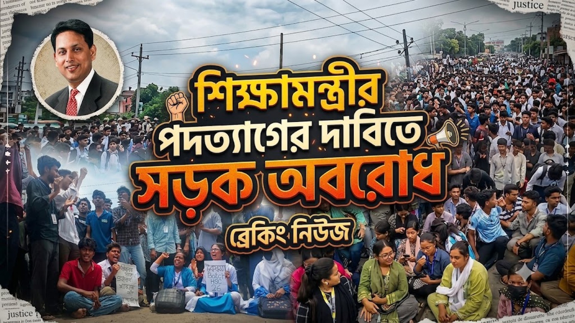 শিক্ষামন্ত্রীর পদত্যাগের দাবিতে সড়ক অবরোধ